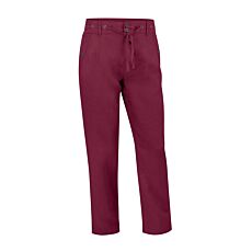 Damen Leinenhose mit Elastbund und Bindekordel bordeaux