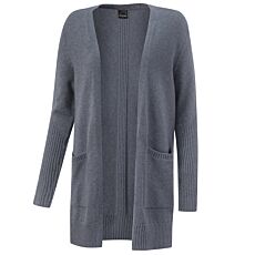 Cardigan long, sans fermeture, avec effet côtelé