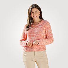 Trendiger Mouline Rundhals Pullover, verkürzte Form