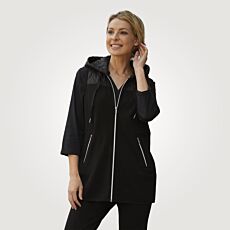 Gilet confortable pour dames avec capuchon et détail surpiqué