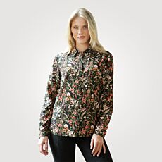 Blouse à manches longues avec imprimé floral, col chemisier