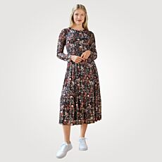 Midi Kleid langarm, floralem Print