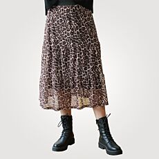 Jupe midi avec imprimé animalier, taille élastique