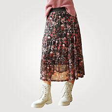 Jupe midi avec motif floral, A-ligne