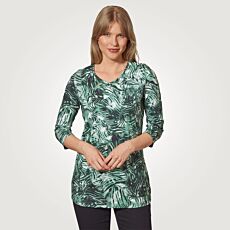 Damen Longshirt mit Allover-Print, 3/4 Ärmel