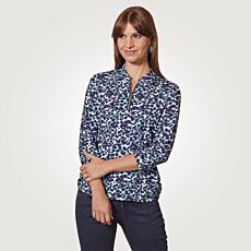 Damen Poloshirt mit Reissverschluss und Allover-Print