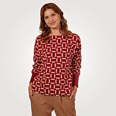 Damen Jacquard-Pullover, geometrisches Muster