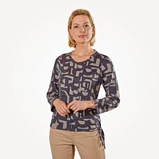 Pullover mit Allover-Print, Kordelzug am Saum