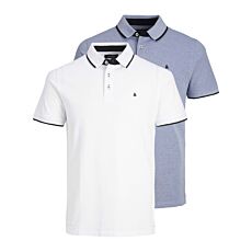 JACK&JONES Polohemden «Paulo», 2er-Pack, schwarz/blau