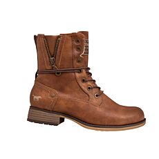 Mustang Bottines à lacets pour femmes, doublure chaude cognac