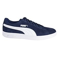 PUMA Sneakers Unisex Smash V2 Style rétro, cuir velours marine-blanc