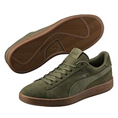 PUMA Sneakers Unisex Smash V2 Style rétro, cuir velours olive-vert