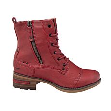 Bottines à lacets Mustang, talon léger rouge