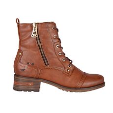 Mustang Schnürstiefelette, leichter Absatz cognac