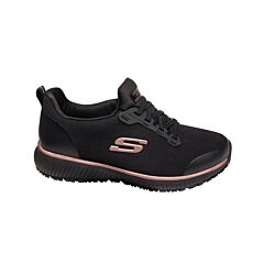 SKECHERS WORK Damen Schlupfschuh, rutschfest schwarz-gold