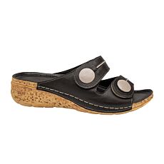 Gemini Mules pour femmes en cuir aniline, largeur G noir