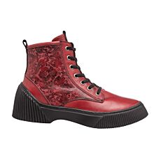 Gemini Stiefeletten für Damen, Nappaleder mit Blumenprint rot