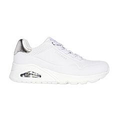 Skechers Baskets femme Uno «Shimmer Away», air cooled Memory Foam blanc-argent