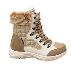 Rieker Damen Schnür-Kurzstiefel, warm gefüttert und wasserabweisend beige