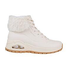 SKECHERS Bottes à lacets pour femmes, Street Uno - coussin d'air blanc