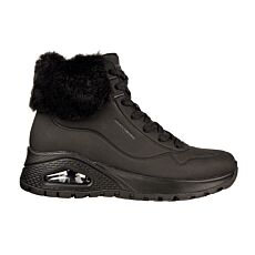 SKECHERS Bottes à lacets pour femmes, Street Uno - coussin d'air noir