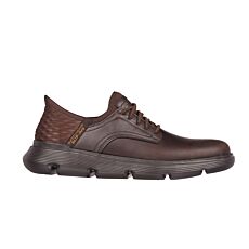 SKECHERS SLIP INS Herrenschuhe, pflegeleichtes Glattleder dunkelbraun