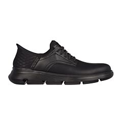 SKECHERS SLIP INS chaussures pour hommes, cuir lisse facile à entretenir noir