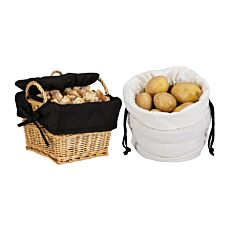 Set Nouvel: corbeille à pain/pommes de terre et sac garni de noyaux de cerises