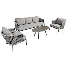 Salon de jardin Palmera, 4 éléments, anthracite, au design moderne