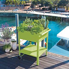 Jardinière de terrasse, mobile avec roulettes et poignée vert clair