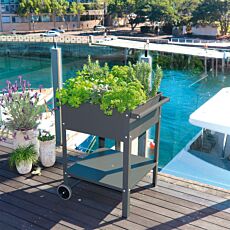 Jardinière de terrasse, mobile avec roulettes et poignée anthracite