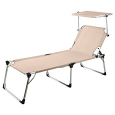 Chaise longue Lyon avec pare-soleil beige