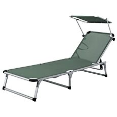 Chaise longue Lyon avec pare-soleil
 olive