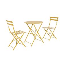 Set de bistrot, 3 pièces, pliable, en acier  jaune