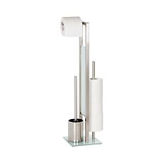 Station de WC sur pied multifonction, 3-en-1, acier inoxydable/verre