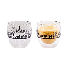 Verres à café «Montée à l'alpage en famille», doubles parois, set de 2, 250 ml