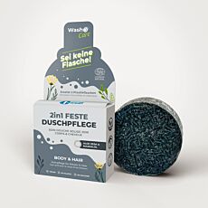 Washo Care 2-in-1 feste Duschpflege «Body & Hair», mit Kohlepulver, 70 g