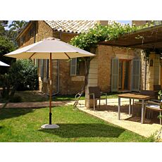 Parasol «Syros», Ø 250/300 cm, support en bois avec poulie – ØxH: 250x227 cm