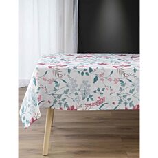 Nappe «Florantine», 140 x 240 cm, blanc, avec motifs verts et roses