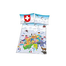 Parure de lit «Suisse», avec carte