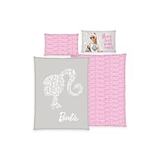 Parure de lit avec silhouette de Barbie et inscription «Strong Girls make waves»