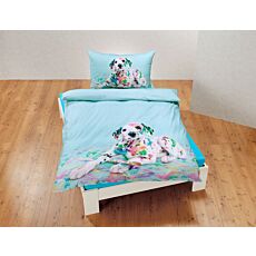 Linge de lit au design joyeux de Dalmatien avec des taches de couleurs vives