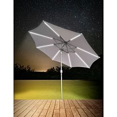 Sonnenschirm LED 270 cm, Solarpanel, grau