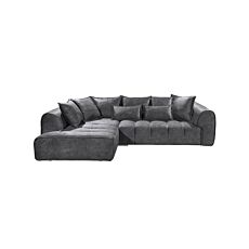 Canapé d'angle XXL «Italy», L 320 x P 197 cm, avec coussins, velours, gris