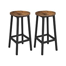 SONGMICS Tabourets «Bara», 2 pièces, Ø 32 cm x H 65 cm, bois/noir