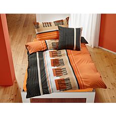 Parure de lit avec design graphique, orange-anthracite