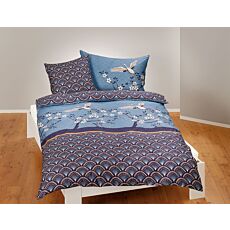 Linge de lit en satin, motif de fleurs et oiseaux, double face