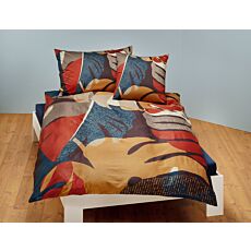 Parure de lit avec motif feuille artistique, satin