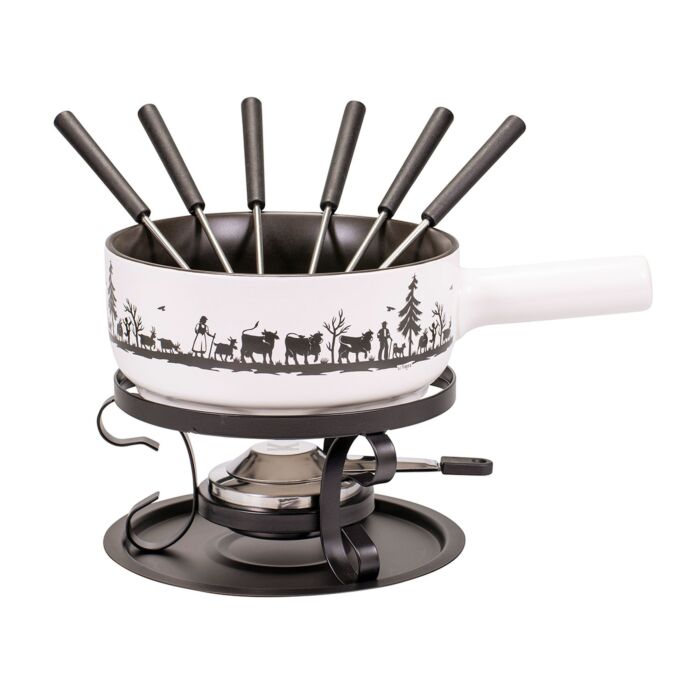 Kadastar Käsefondue-Set «Alpaufzug Familie», 9-teilig, 2 l , weiss