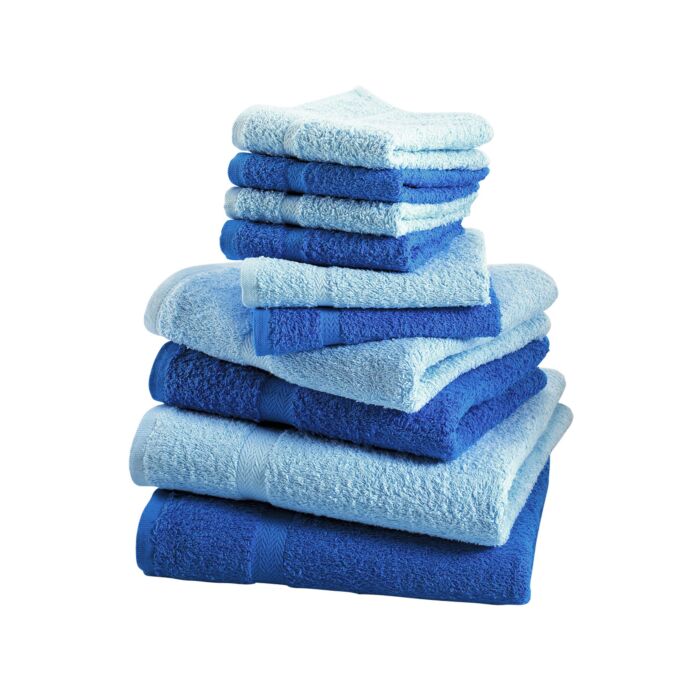 10-teiliges Frottee-Set, superflauschig , blau